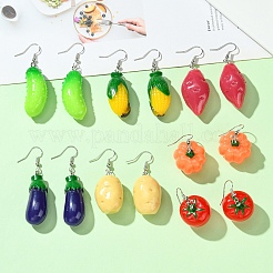 7 пара латунных сережек-подвесок 7 стилей EJEW-FS00035