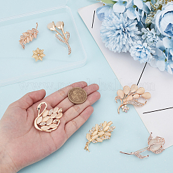 7 шт. 7 стиля броши из сплава со стразами для женщин JEWB-WR0001-11