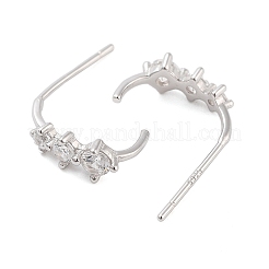 925 серьги-гвоздики из стерлингового серебра с микропаве из прозрачных кубических цирконий для женщин EJEW-F342-02P