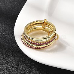 Латунные микро проложить пальцев кольца кубического циркония RJEW-P166-11G