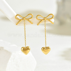 Стильные серьги-гвоздики в форме бабочки из нержавеющей стали 201 с кисточкой в форме сердца&nbsp;XV0510-1