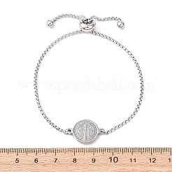 Браслеты-слайдеры из нержавеющей стали 304 с коробчатой цепочкой&nbsp;BJEW-B163-01P