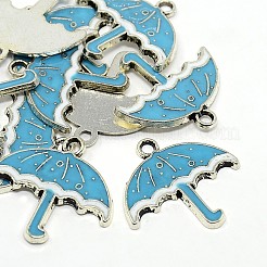 Зонтик античный серебряный тон эмали сплава подвески&nbsp;ENAM-N038-04B