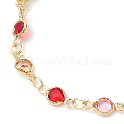 Изготовление браслетов из плоских цепей с круглыми звеньями из латуни и стекла AJEW-JB01389