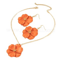 Ожерелье с подвеской и серьгой-подвеской из цветочного сплава с эмалью&nbsp;FS-WG56F9D-02