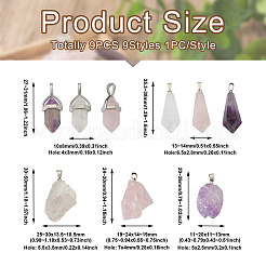 9шт 9 стиля подвески из натуральных драгоценных камней&nbsp;G-PJ0001-02