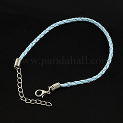 Модный имитация плетеный кожаный браслет материалы BJEW-S076-010