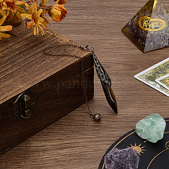 Натуральный тигровый глаз конус биолокационный маятник большие заостренные подвески AJEW-WH0606-26A