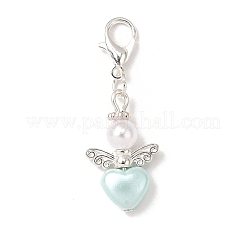 Подвеска в форме сердца ангела из акрила с пластиковыми жемчужинами&nbsp;HJEW-JM04000