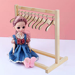 Деревянная вешалка для одежды куклы с вешалкой DIY-WH0496-59