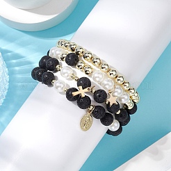 4шт. 4 стиля браслетов из бисера с драгоценными камнями BJEW-JB111342