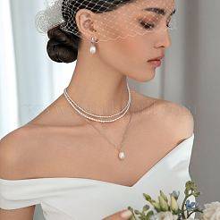 Комплект из ожерелья и серег-колец из стерлингового серебра с натуральным пресноводным жемчугом S925 EC3448-3