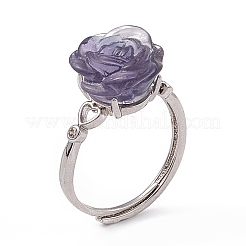 Цветочные регулируемые кольца из натурального флюорита KK-G273-10P