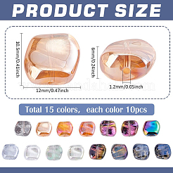 150шт 15 цвета гальванические прозрачные стеклянные бусины&nbsp;GLAA-PH0003-81