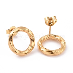 Серьги-гвоздики с волнистым кольцом из нержавеющей стали 304 с вакуумным покрытием PVD для женщин&nbsp;EJEW-G298-10G