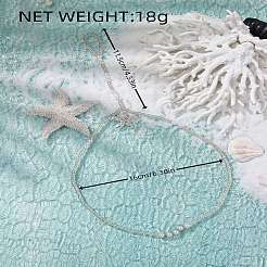 Летние пляжные браслеты на ногу с подвеской в виде морской звезды из смолы и стеклянных бусин FS-WGE60B8-01