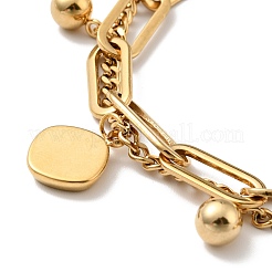 Многорядный браслет с подвеской в виде ромба и круглого шара BJEW-G639-29G