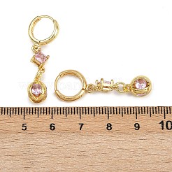 Серьги-кольца с ромбами из латуни с микропаве из кубического циркония EJEW-C156-01G