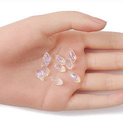 Гальванические прозрачные стеклянные граненые бусины-капли&nbsp;EGLA-YWC0001-01