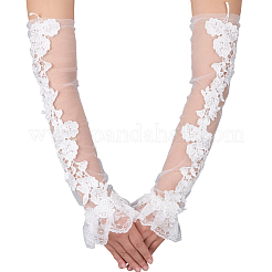 1 пара длинных перчаток без пальцев из полиэстера с цветочным узором&nbsp;AJEW-CY0001-60A