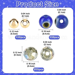 100 шт. круглые бусины-лэмпворк ручной работы от сглаза&nbsp;LAMP-YW0001-75