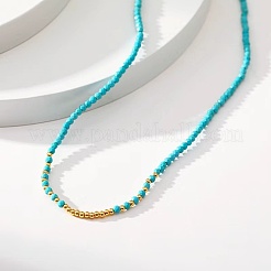 Ожерелья из круглых бусин из натурального богемского крашеного говлита для женщин UD7113