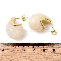 Серьги-гвоздики из латунной смолы в форме капли&nbsp;EJEW-P333-08G-01