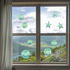 6 шт. ПВХ наклейки ослепительные цветные наклейки на окна 3d лазерные круговые формы электростатические наклейки на окна из стекла JX835A