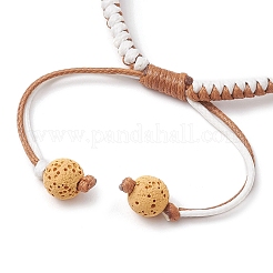 Браслеты из плетеных бусин круглой формы из лавового камня диаметром 8.5 мм BJEW-TA00497