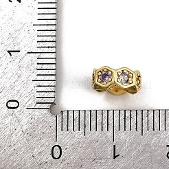 Волнообразный край плоский круглый стойка покрытие латунь кубический цирконий европейские бусины&nbsp;KK-L236-12G