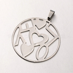 Устойчивые к потускнению смешанные филигранные плоские круглые текстурированные подвески из нержавеющей стали 304 STAS-N038-01