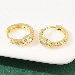 Овальные серьги-кольца из латуни с микропаве из прозрачных кубических цирконий&nbsp;EJEW-D348-09G