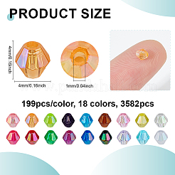 3600шт 18 цвета bicone ab с цветным покрытием экологически чистые прозрачные акриловые бусины&nbsp;TACR-PH0001-88