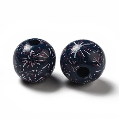 Тема дня независимости напечатала натуральные деревянные бусины WOOD-L020-B01