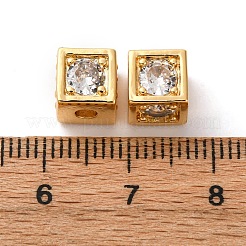 Латунные микро проложить кубического циркония бусы KK-F898-10G