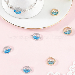 8 шт. 2 цвета латунные подвески-коннекторы с кубическим цирконием небесно-голубого цвета&nbsp;KK-BBC0018-19