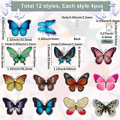 48шт 12 стиля непрозрачные акриловые подвески SACR-SC0001-45