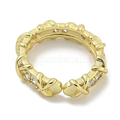 Открытое кольцо-манжета из латуни с микропаве и кубическим цирконием для женщин&nbsp;RJEW-E296-12G