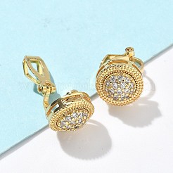 Серьги-клипсы из латунного микро-паве с прозрачными фианитами&nbsp;EJEW-A132-02B-G