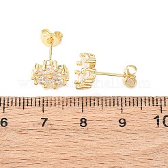 Серьги-гвоздики из латуни с микропаве и кубическим цирконием EJEW-H174-01B-G