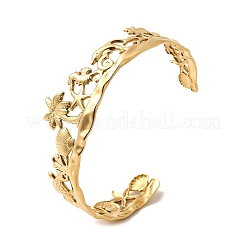 Летние браслеты-манжеты из нержавеющей стали 304 для женщин BJEW-F510-01G