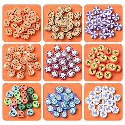 198 шт. 9 стиля бусины из полимерной глины ручной работы на тему Хэллоуина CLAY-FS0001-44