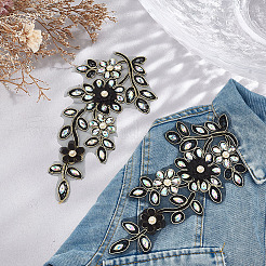 2 шт. 2 стиля цветка полиэстер и стекло и пластик жемчуг вышивка пришивные украшения аксессуары&nbsp;PATC-MA0001-46