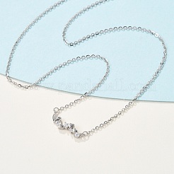 925 серебряное ожерелье с подвеской в виде сердца из прозрачного микропаве из кубического циркония для женщин&nbsp;NJEW-D315-01P