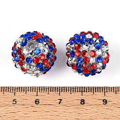 Круглые бусины из смоляных стразов на тему дня независимости OACR-T028-66A