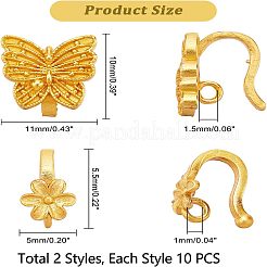 20 шт. 2-х стильная стойка с покрытием из латуни с крючками KK-FH0003-91