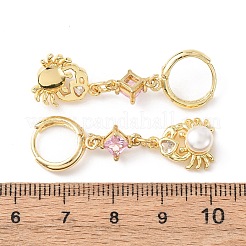 Латунные микро проложить серьги обруча кубического циркония EJEW-A149-04A-G