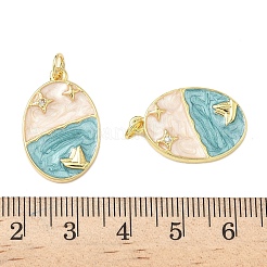 Кулоны с эмалью из латуни с прозрачным кубическим цирконием&nbsp;KK-G536-23G