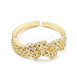 Открытое кольцо-манжета с узлом из прозрачного кубического циркония RJEW-P079-05G