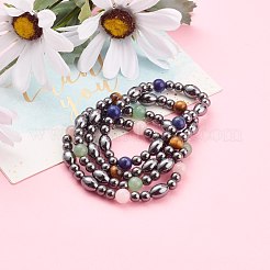 Немагнитные синтетические гематит бусины растягивать браслеты&nbsp;BJEW-JB05925